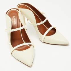 مملوكة مسبقًا Malone Souliers Off White Leather Maureen Mules Size 41