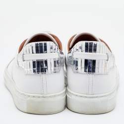 Pre Owned Malone Souliers White/Silver Leather Musa Sneakers Size 37