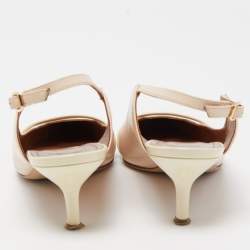 Pre Owned Malone Souliers Light Pink/Cream Patent and Leather Marion Slingback Pumps Size 37