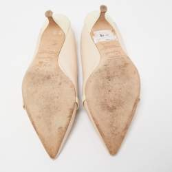 Pre Owned Malone Souliers Light Pink/Cream Patent and Leather Marion Slingback Pumps Size 37