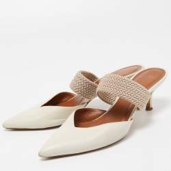 Pre Owned Malone Souliers Off White Leather Maisie Mules Size 37.5