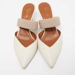 Pre Owned Malone Souliers Off White Leather Maisie Mules Size 37.5