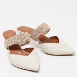 Pre Owned Malone Souliers Off White Leather Maisie Mules Size 37.5