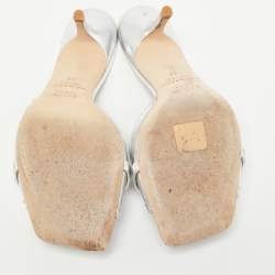 Pre Owned Malone Souliers Silver Leather Perla Slide Sandals Size 37