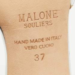 Pre Owned Malone Souliers Silver Leather Perla Slide Sandals Size 37