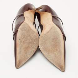 Pre Owned Malone Souliers Burgundy Patent and Leather Maureen Mules Size 37