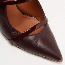 Pre Owned Malone Souliers Burgundy Patent and Leather Maureen Mules Size 37