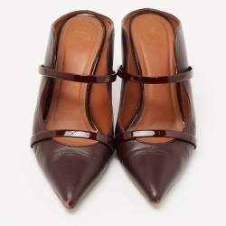 Pre Owned Malone Souliers Burgundy Patent and Leather Maureen Mules Size 37