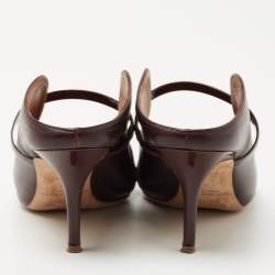 Pre Owned Malone Souliers Burgundy Patent and Leather Maureen Mules Size 37