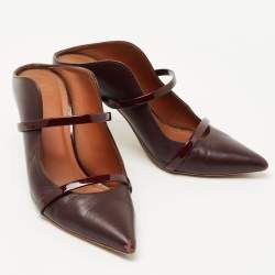 Pre Owned Malone Souliers Burgundy Patent and Leather Maureen Mules Size 37