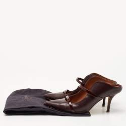 Pre Owned Malone Souliers Burgundy Patent and Leather Maureen Mules Size 37