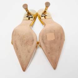 Pre Owned Malone Souliers Gold Patent Leather and PVC Joella Mule Sandals Size 38.5