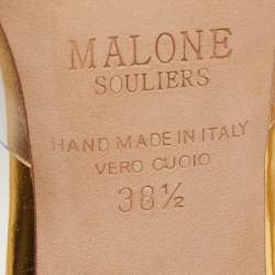 Pre Owned Malone Souliers Gold Patent Leather and PVC Joella Mule Sandals Size 38.5