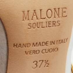 Pre Owned Malone Souliers Silver Foil Leather Maureen Pointed Toe Pumps Size 37.5
