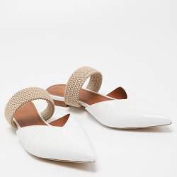 Pre Owned Malone Souliers White Croc Embossed Leather Maisie Flat Mules Size 42