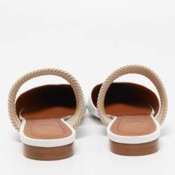 Pre Owned Malone Souliers White Croc Embossed Leather Maisie Flat Mules Size 42