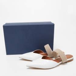 Pre Owned Malone Souliers White Croc Embossed Leather Maisie Flat Mules Size 42