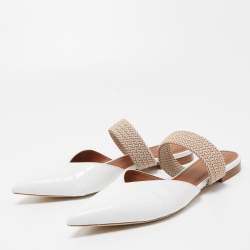 Pre Owned Malone Souliers White Croc Embossed Leather Maisie Flat Mules Size 42