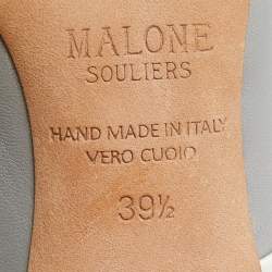 Pre Owned Malone Souliers Grey/White Leather Maureen Pointed Toe Mules Size 39.5