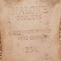 Pre Owned Malone Souliers Cream Woven Raffia Flat Slides Size 35.5