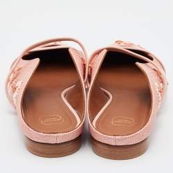 Malone Souliers Pink Raffia and Leather Maureen Flats Size 39
