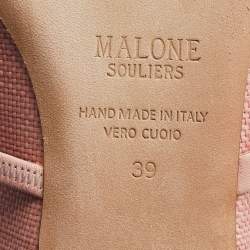 Malone Souliers Pink Raffia and Leather Maureen Flats Size 39