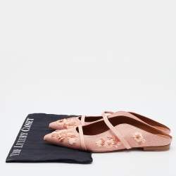 Malone Souliers Pink Raffia and Leather Maureen Flats Size 39