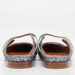 Pre Owned Malone Souliers Metallic Blue Glitter Maureen Sandals Size 38.5