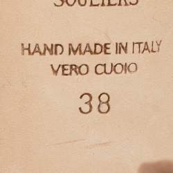 Pre Owned Malone Souliers Gold Leather Perla Slide Sandals Size 38