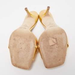 Pre Owned Malone Souliers Gold Leather Perla Slide Sandals Size 38