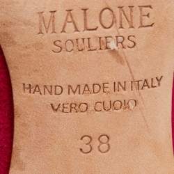 Pre Owned Malone Souliers Pink/Red Suede and Leather Maureen Mules Size 38