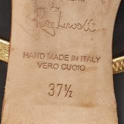 Pre Owned Malone Souliers Black/Gold Leather Maureen Flats Size 37.5