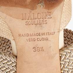Pre Owned Malone Souliers Beige Canvas Maisie Mules Size 38.5