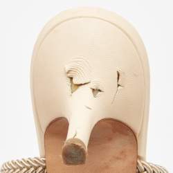 Pre Owned Malone Souliers Beige Canvas Maisie Mules Size 38.5