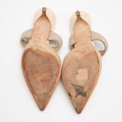 Pre Owned Malone Souliers Beige Canvas Maisie Mules Size 38.5