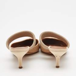 Pre Owned Malone Souliers Beige Canvas Maisie Mules Size 38.5