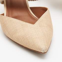 Pre Owned Malone Souliers Beige Canvas Maisie Mules Size 38.5