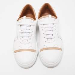 Pre Owned Malone Souliers White/Beige Leather Musa Sneakers Size 37