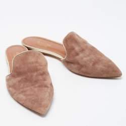 Pre Owned Malone Souliers Brown Suede Marianne Flat Mules Size 37.5