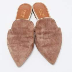 Pre Owned Malone Souliers Brown Suede Marianne Flat Mules Size 37.5