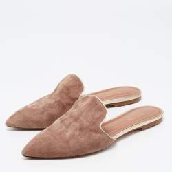 Pre Owned Malone Souliers Brown Suede Marianne Flat Mules Size 37.5