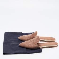 Pre Owned Malone Souliers Brown Suede Marianne Flat Mules Size 37.5
