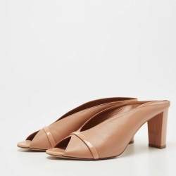 Pre Owned Malone Souliers Beige Leather Maureen Mules Size 40.5