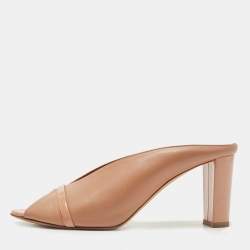 Pre Owned Malone Souliers Beige Leather Maureen Mules Size 40.5
