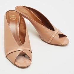 Pre Owned Malone Souliers Beige Leather Maureen Mules Size 40.5