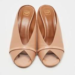 Pre Owned Malone Souliers Beige Leather Maureen Mules Size 40.5