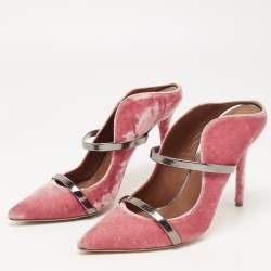 مملوكة مسبقًا Malone Souliers Pink Velvet Maureen Mules Size 38