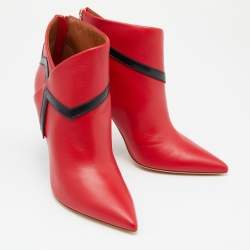 Pre Owned Malone Souliers x Emanuel Ungaro Red/Black Leather Amelie Ankle Boots Size 39