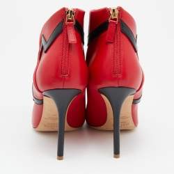 Pre Owned Malone Souliers x Emanuel Ungaro Red/Black Leather Amelie Ankle Boots Size 39