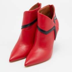 Pre Owned Malone Souliers x Emanuel Ungaro Red/Black Leather Amelie Ankle Boots Size 39